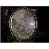 Image 1 : Gold leaf frame cottage picture 22" oval