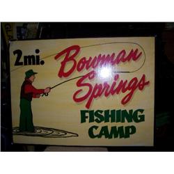 Brown spring fish camp sign 32x24