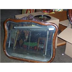 Vanity mirror oak frame beveled 30x27