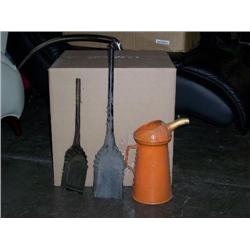 oil can & 2 ash shovels