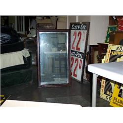 Old burl wood frame beveled mirror 39x23