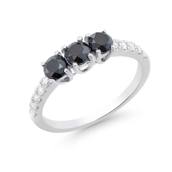 14KT White Gold 1.28ctw Black Diamond Ring