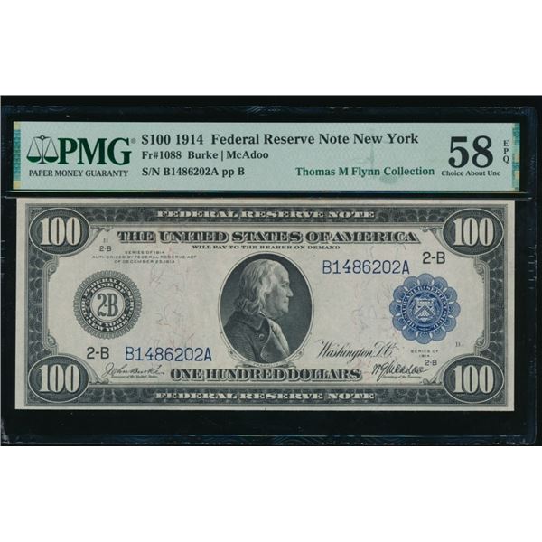 1914 $100 New York FRN PMG 58EPQ