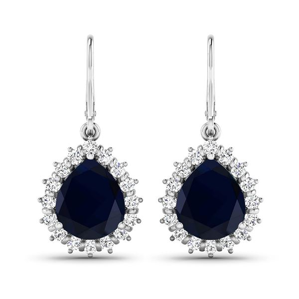 14KT White Gold 3.8ctw Blue Sapphire and Diamond Earrings