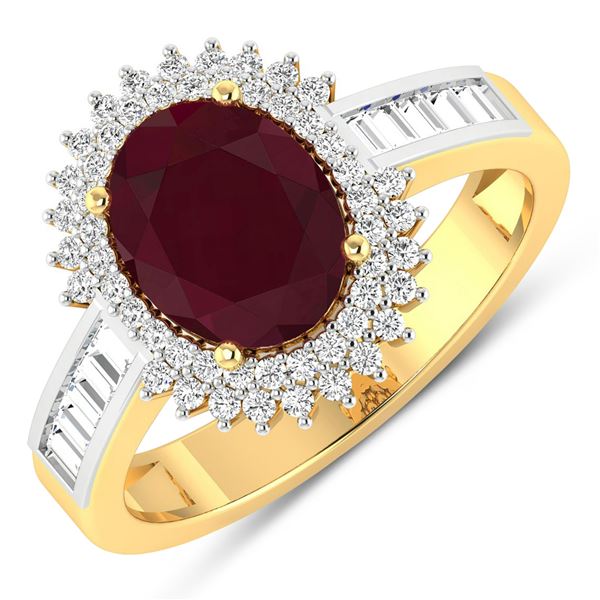 14KT Yellow Gold 2.3ctw Ruby and Diamond Ring