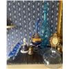 Image 1 : Vintage Blue Decanter Set w/ Decorative Bells & Tray