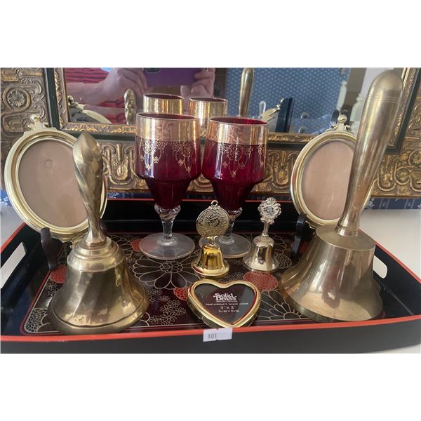 Decorative Bells w/ Beautiful Red Goblets Miniature Picture & More