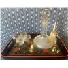 Image 1 : Gold Decanter Set w/ Assorted Decorative Collectables