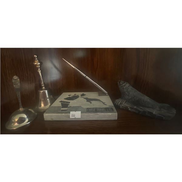 Indigenous Soap Stone Carving w/ Eskimo Paper Weight & More