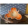 Image 1 : Beautiful Vintage Fall Coloured Candy Dish w/ Collectable Wood Statues