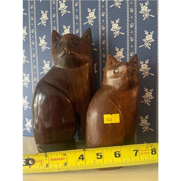 Beautifully Hand Carved Wood Felines
