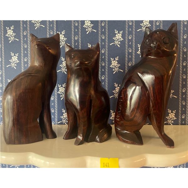 Hand Carved Wooden Pussy Cats