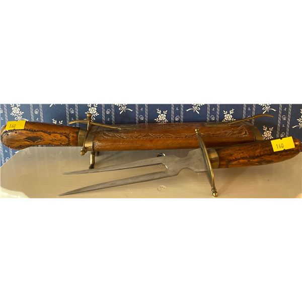 Rare Hand Made Hunting Tools w/ Wooden Sheath