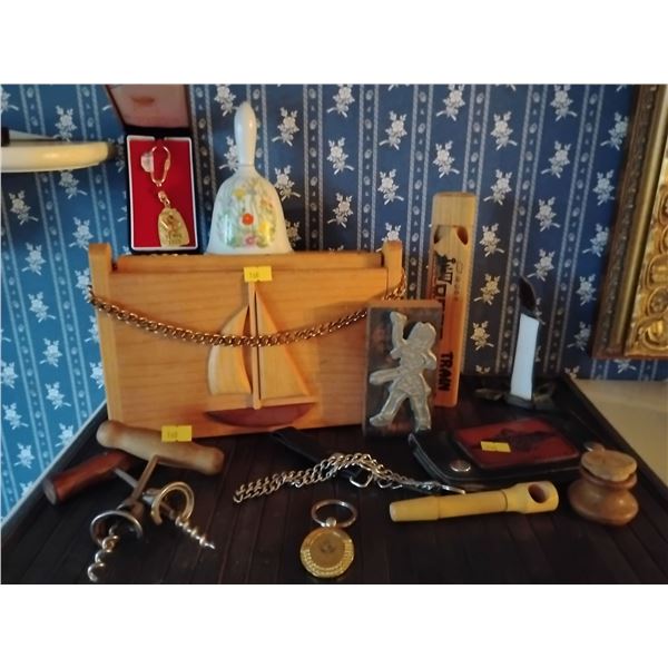 Nautical Wood Trinket Box w/ Assorted Decorative Collectables