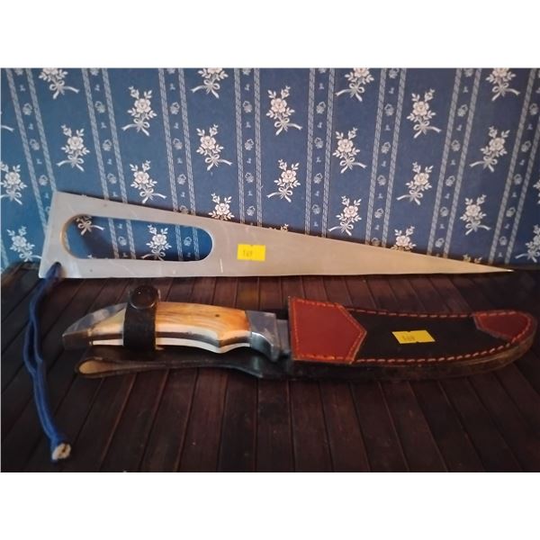 Tactical Knife w/ Sheath & Shallow Water Fishing Spear