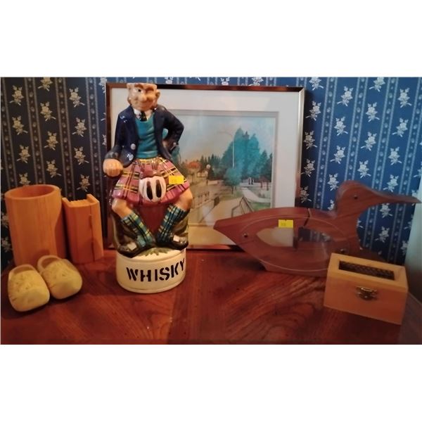 Decorative 'Whisky' Decanter w/ Water Color Landscape Portrait Trinket Boxes & More