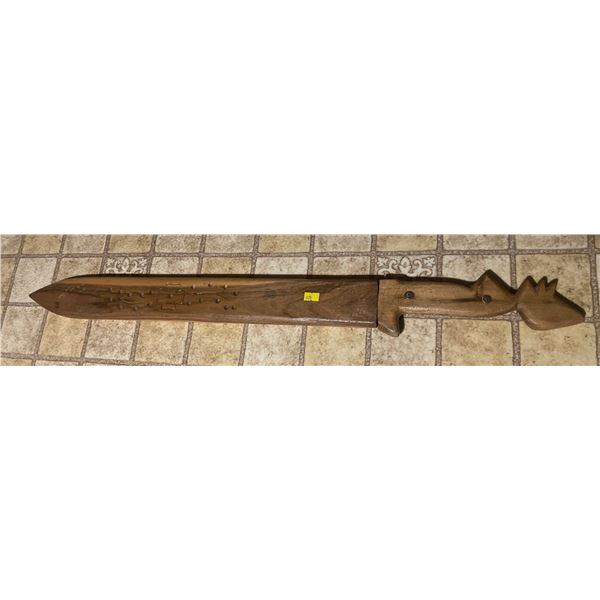 Wood Hand Carved Sword w/ Decorative Sheath