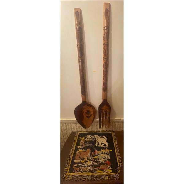 4 Foot Tall Giant Wooden Spoon & Fork