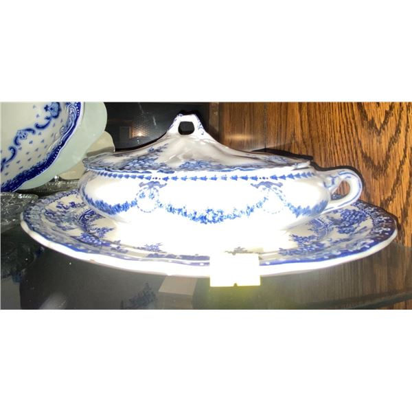 Navy Blue Ceramic Dutch FIgurines & Serving Ware