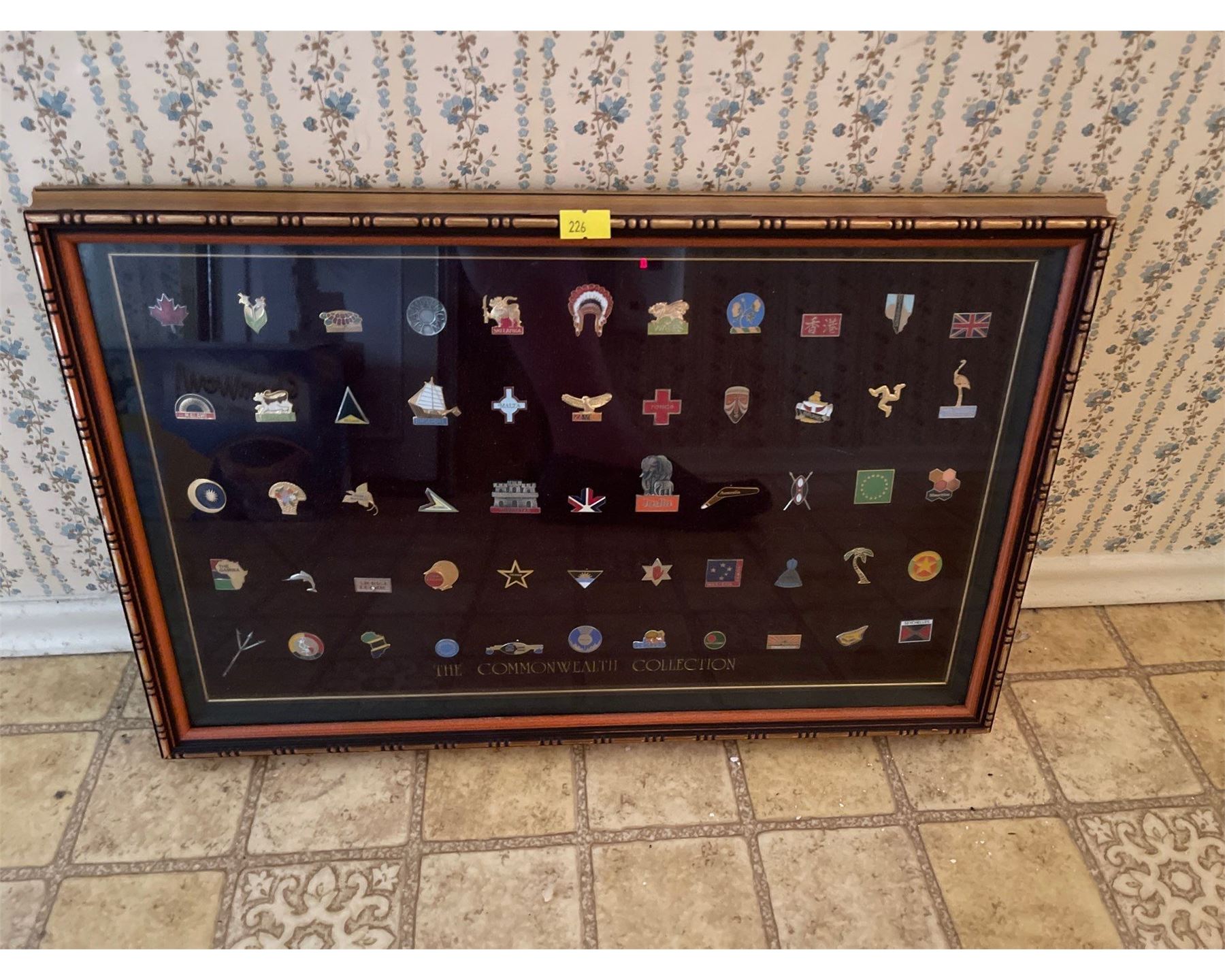 Commemorable Shadow Box 22x18 Shadow Box w/ Assorted Commemorative Pins & More - Beck Auctions Inc.