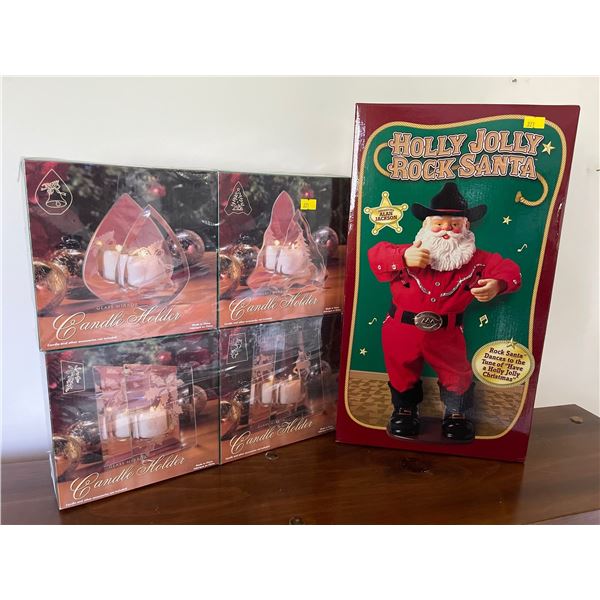 New Holly Jolly Rock Santa w/ Assorted Candle Decor