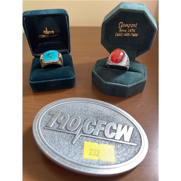 Decorative Men's Rings w/ Belt Buckle 925 Silver