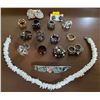 Image 1 : Puka Shell Choker w/ a Dozen Decorative Custom Jewlery Rings & More