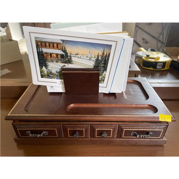 Wood Trinket Box w/ Stack of Blank Cardstock