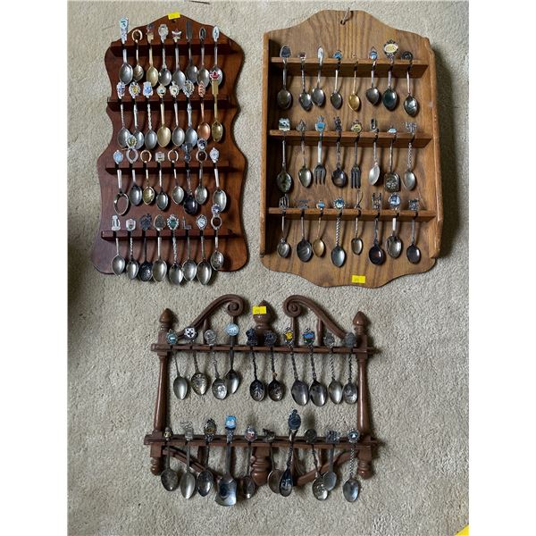 Souvenir Spoons w/ Decorative Display Units 16x18