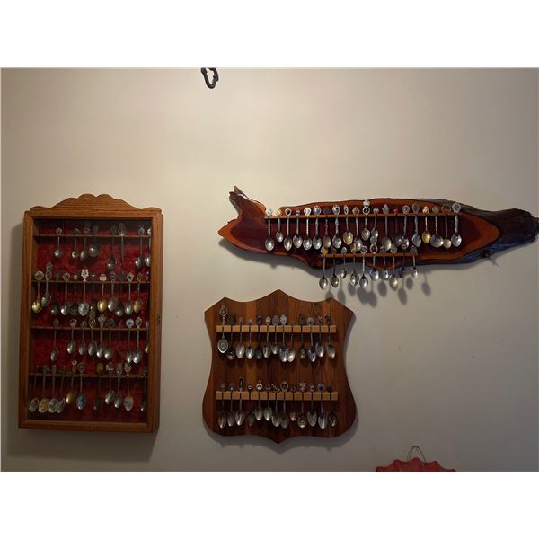 Trio of Decorative Spoon Displays w/ Collectable Spoons