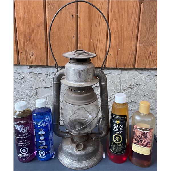Antique Oil Lamp w/ Lamp Fuel of Many Varieties