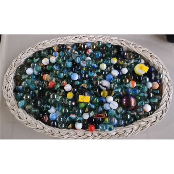 Basket of Vintage Collectable Marbles