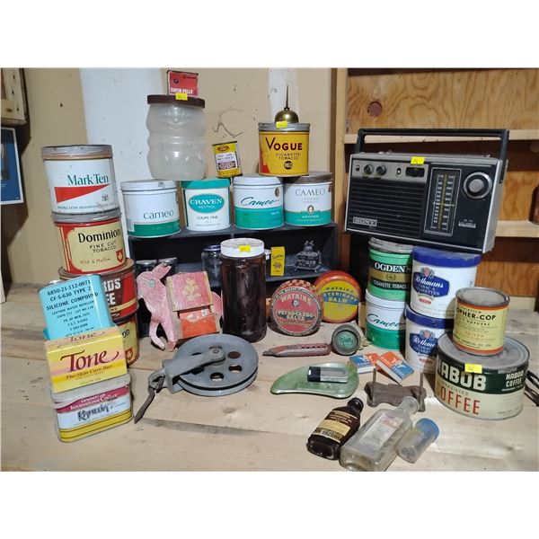 Antique Garage Essentials Tobacco Containers Hardware & More