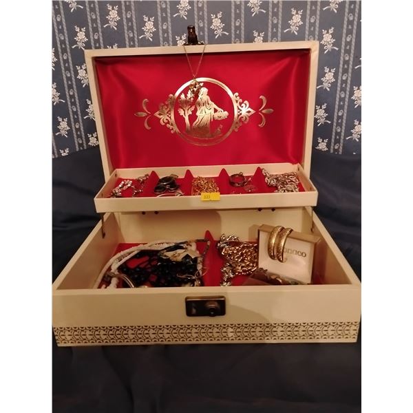 Vintage Jewelery Box 12x4.5 & All The Exquisite Pieces Within