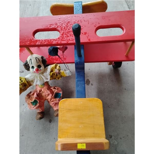 Handmade Mobile Airplane 41W w/ Antique Decorative Clown
