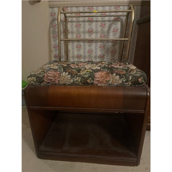 Side Table with Brass Rolling Rack & More