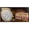 Image 1 : Vintage Sewing box w/ Contents Woven Basket & More