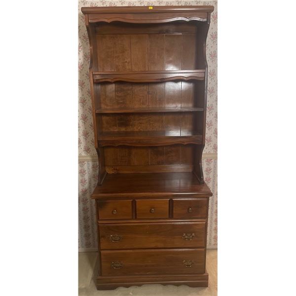 Wood Cabinet with Display Shelving & 3 Drawers 36x14x66