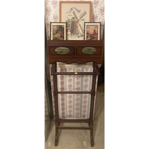 Spindle Clothing Rack 18x11x56 & Collectable Wall Decor