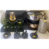 Image 1 : Depression Glass Goblets Ice Bucket Cast Iron Trivets & More