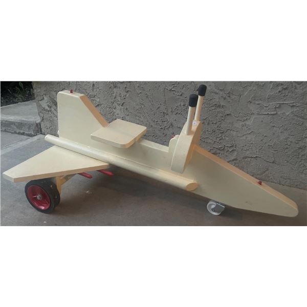 Handmade Wood Toddler Troller on Wheels Airplane