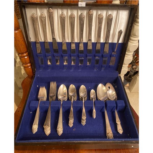 Vintage Servingware Set w/ Decorative Wood Box