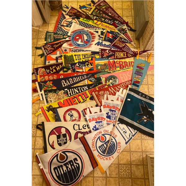 Assorted Vintage Flags Edmonton Oilers & More