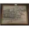 Image 2 : Winter Landscape Art 15x18 Charcoal Saloon Sketch Artist Unknown w/ Assorted Home Accents