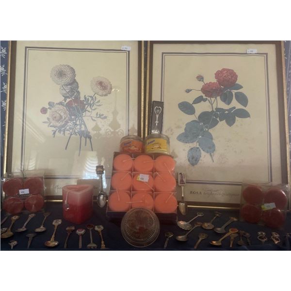 Floral Art Prints in Frames 25x28 w/ Decorative Accents & More