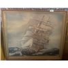 Image 4 : Vintage Sailing on Unsettled Seas Oil Paint on Board 24x26 Loon Coin Bank Leather Winter Mittens & M