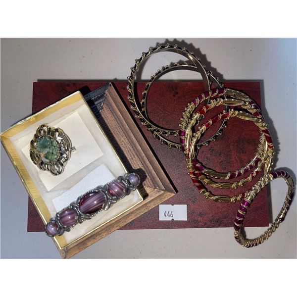 Beautiful Bangles & Brooch Collection in Wooden Jewlery Box