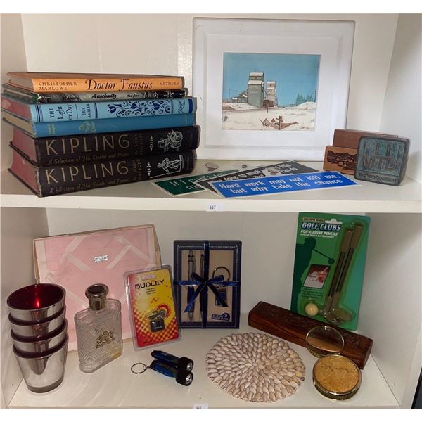 Assorted Shelf Decor Grain Elevator Art 14x16 Sea Shell Trivet & More