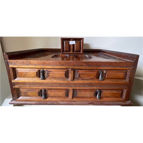 Vintage Wood Jewlery Box w/ Sterling Silver Jewlery & More 11x7