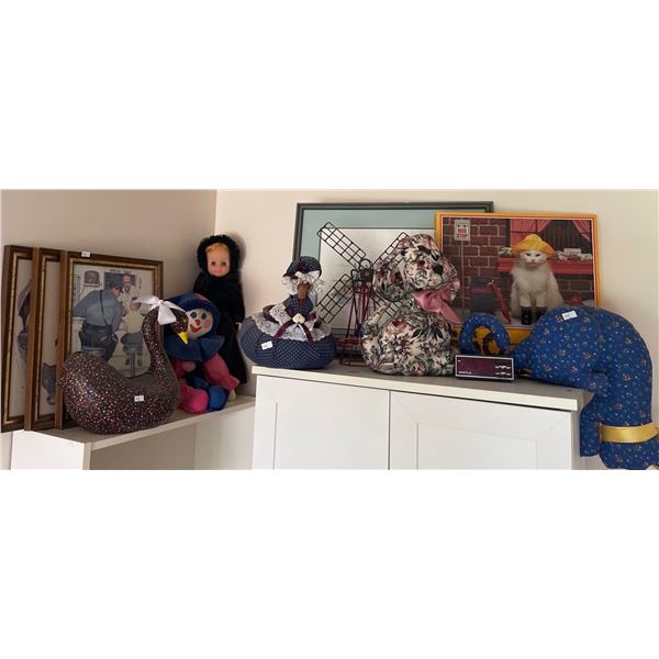 Rockwell Prints x3 17x23 w/ Assorted Decorative Collectables